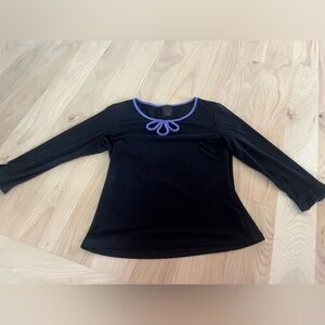 VINTAGE 3/4 sleeve black and purple blouse